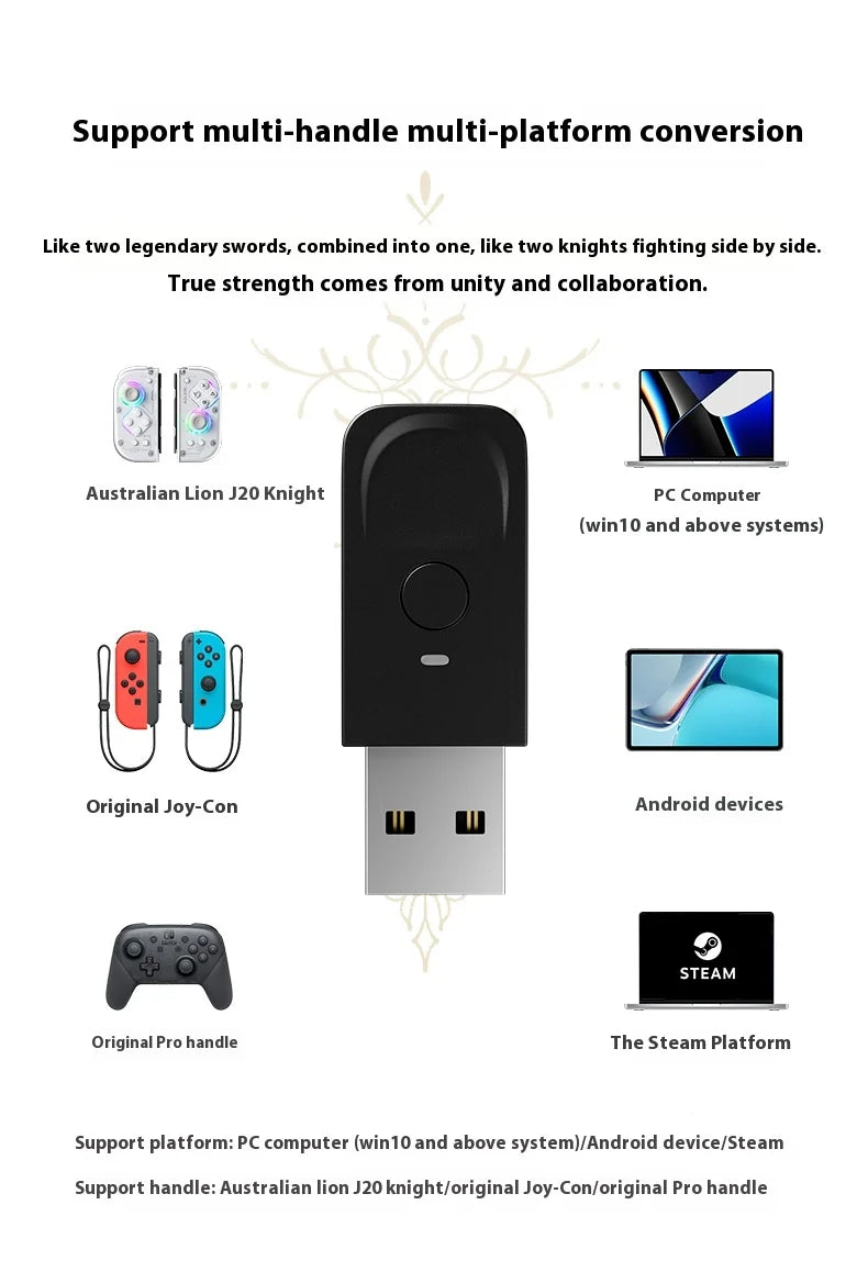 Aolion J20 Knight Wireless Gamepad with Left And Right Switch Hall Joystick Motion Sensing Custom For NS Joycon Game Accessories
