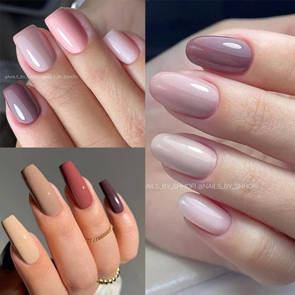 LILYCUTE 7ML Pink Glitter Nail Gel Polish Nude Natural Long Lasting Manicure Soak Off UV LED Nail Art Base Top Coat Gel Varnish