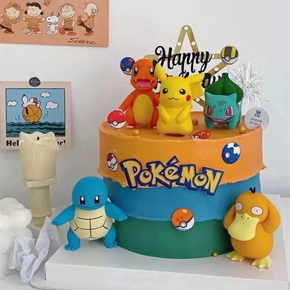 13PCS/SET Pikachu Cake Topper Decoration Boy Girl Happy Birthday Cute Poke Boll Vinyl Anime Figure Cake Ornaments Bake Supplies