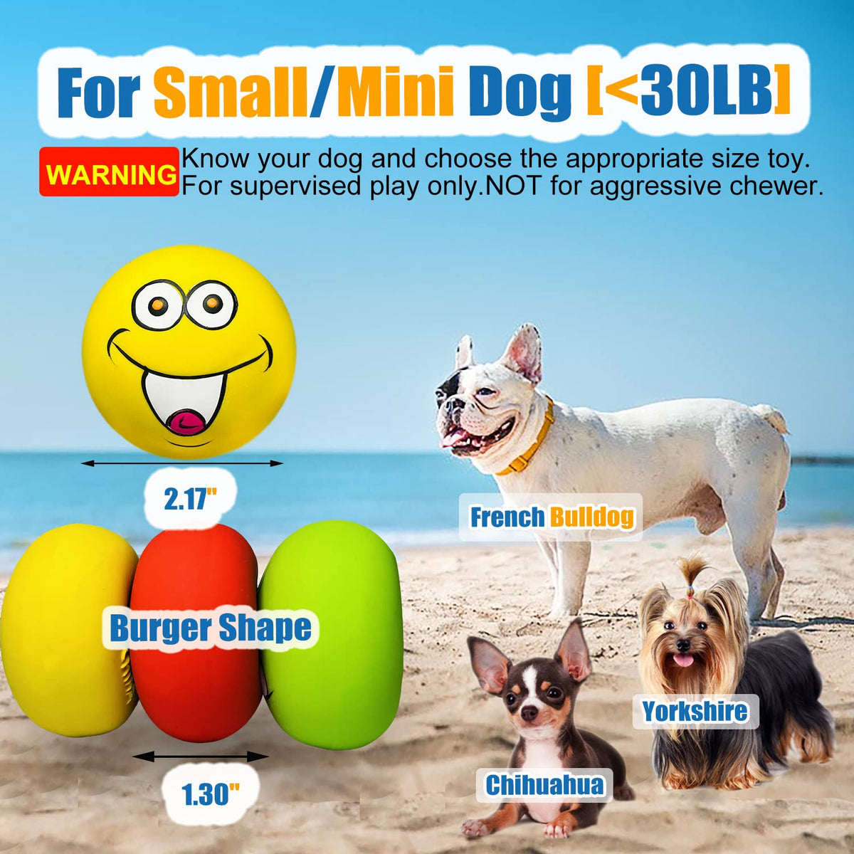 Rubber Dog Puppy Pet Play Squeaky Ball Chewing Toys with Face Fetch Bright Balls Pet Dog Supplies Puppy Popular Toys