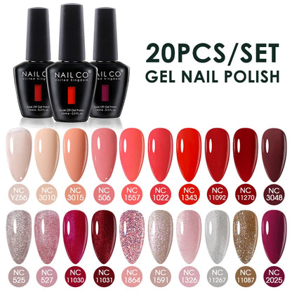 NAILCO 15ml Gel Nail Polish Set 30pcs/Lot Gel Polish Nail Soak Off UV LED Semi-Permanent Varnishes Nail Art Salon Free Shipping