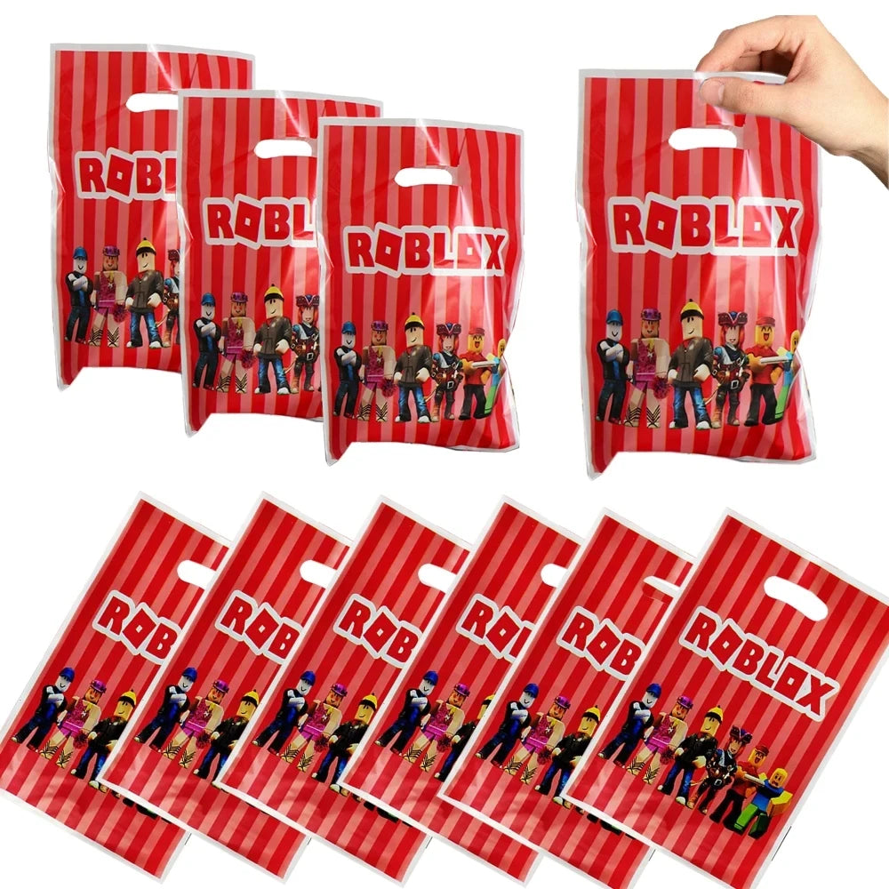 139PCS Roblox Birthday Decoration Party Kit Disposable Tableware Set Roblox Game Tablecloth Balloon Gift Bag Kids Party Supplies