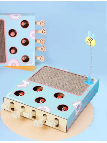 Cat Toy Whack-a-Mole Cat Scratching Board Toy Grinding Claw Rest Play Funny Cat Interactive Multifunctional Cat Supplies