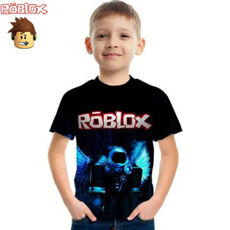 Boys Clothes Girls Kids Roblox Summer Tee Anime Game T-shirt