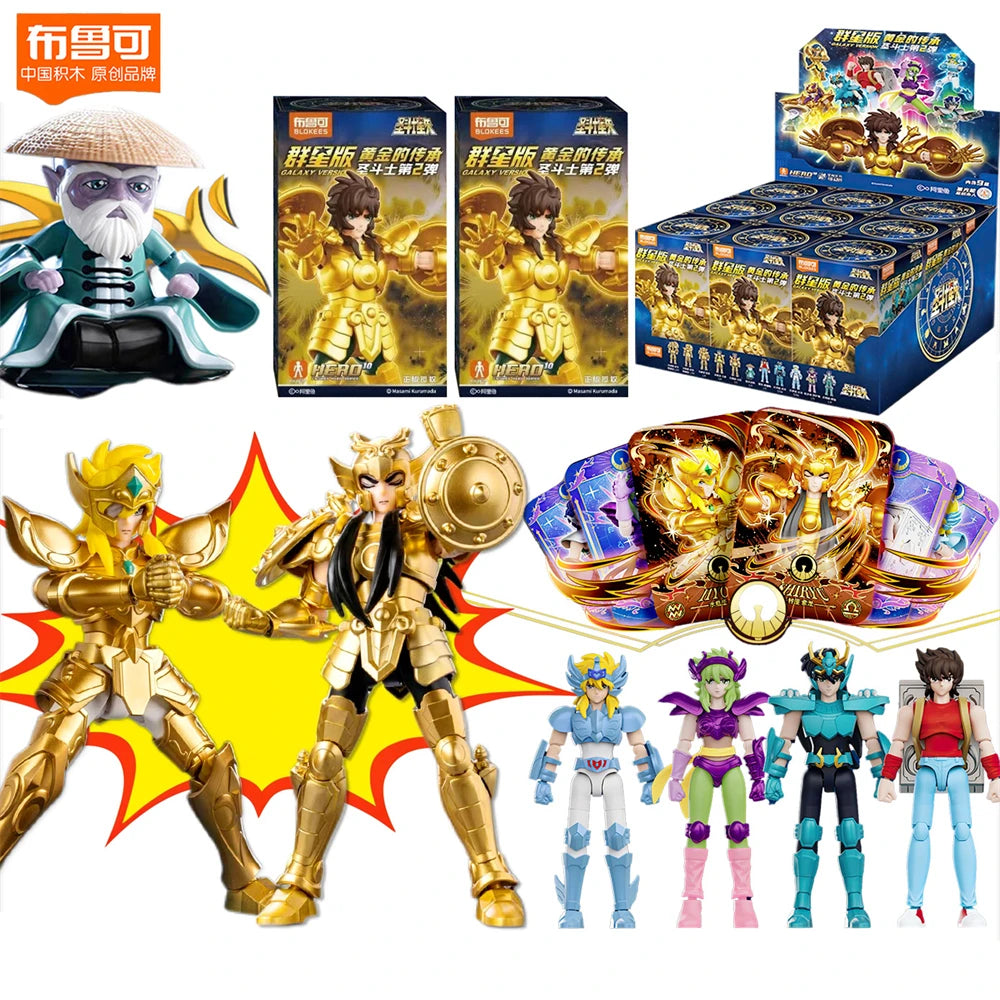 New Blokees Gold Saint Building Block Saint Seiya Assembling Toys Aiolos Sagittarius Items Assembly Action Figure Ornaments Gift