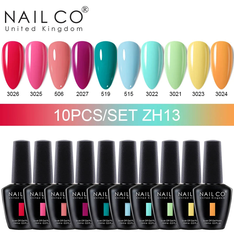 NAILCO 15ml Gel Nail Polish Set 30pcs/Lot Gel Polish Nail Soak Off UV LED Semi-Permanent Varnishes Nail Art Salon Free Shipping