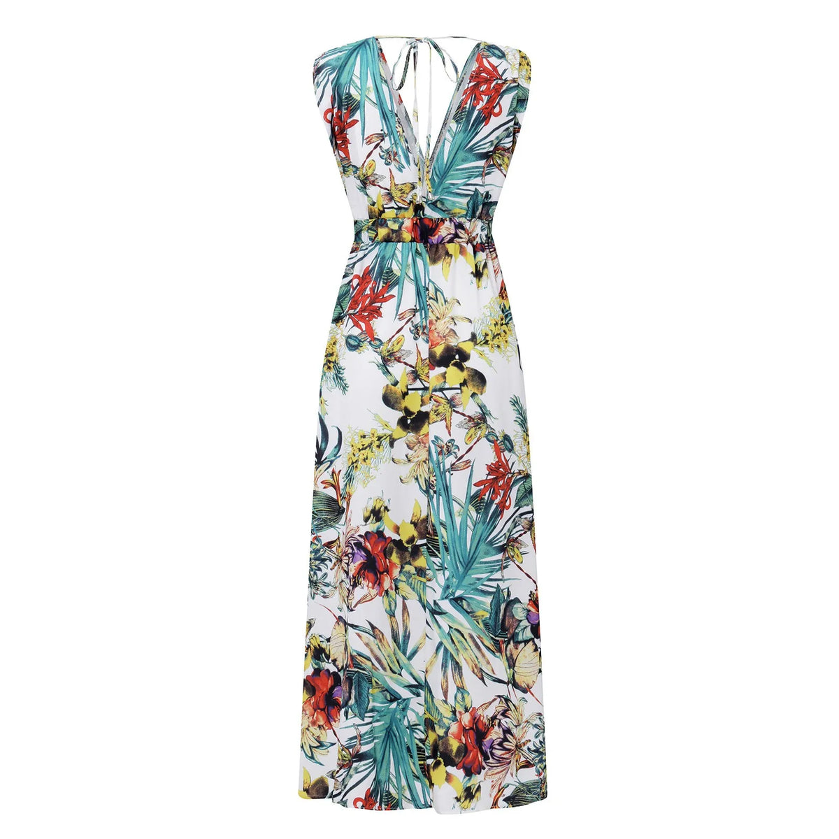 Summer Women Chiffon Floral Long Dress French Style Short Sleeve Elastic A-line Dresses Summer Bohemian Print Beach Dress