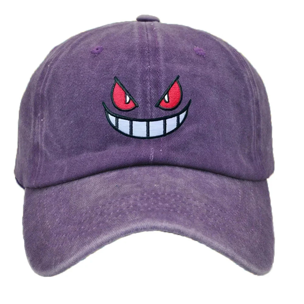 Anime Pokemon Hats Pocket Gengar Unisex Solid Color Summer Sunburn Protection Baseball Caps Adjustable Sunshade Hat Gifts