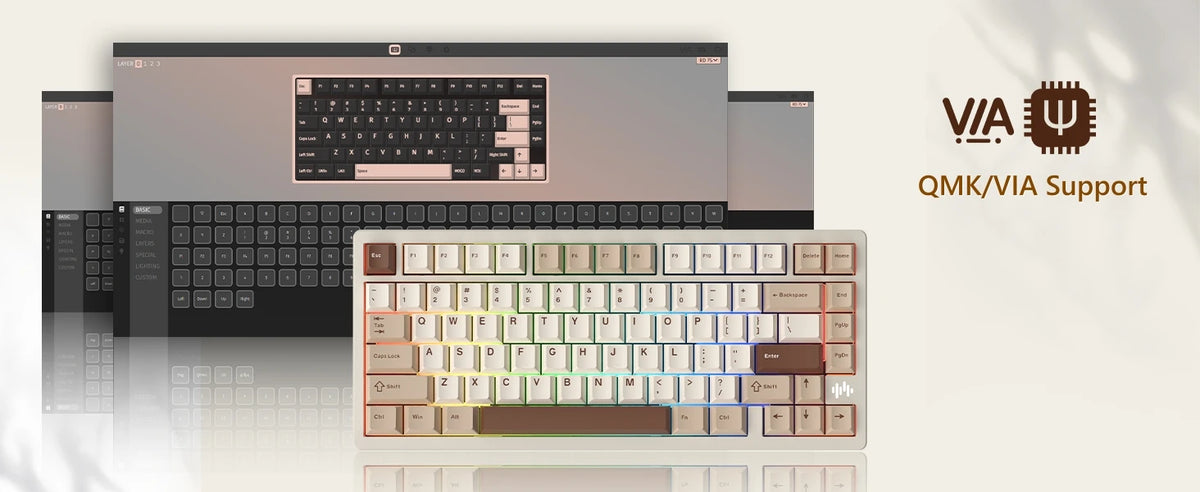 Womier RD75 75% Wireless Mechanical Keyboard Quick Release Aluminum Custom QMK/VIA Tri-Mode Hot Swappable Keyboard