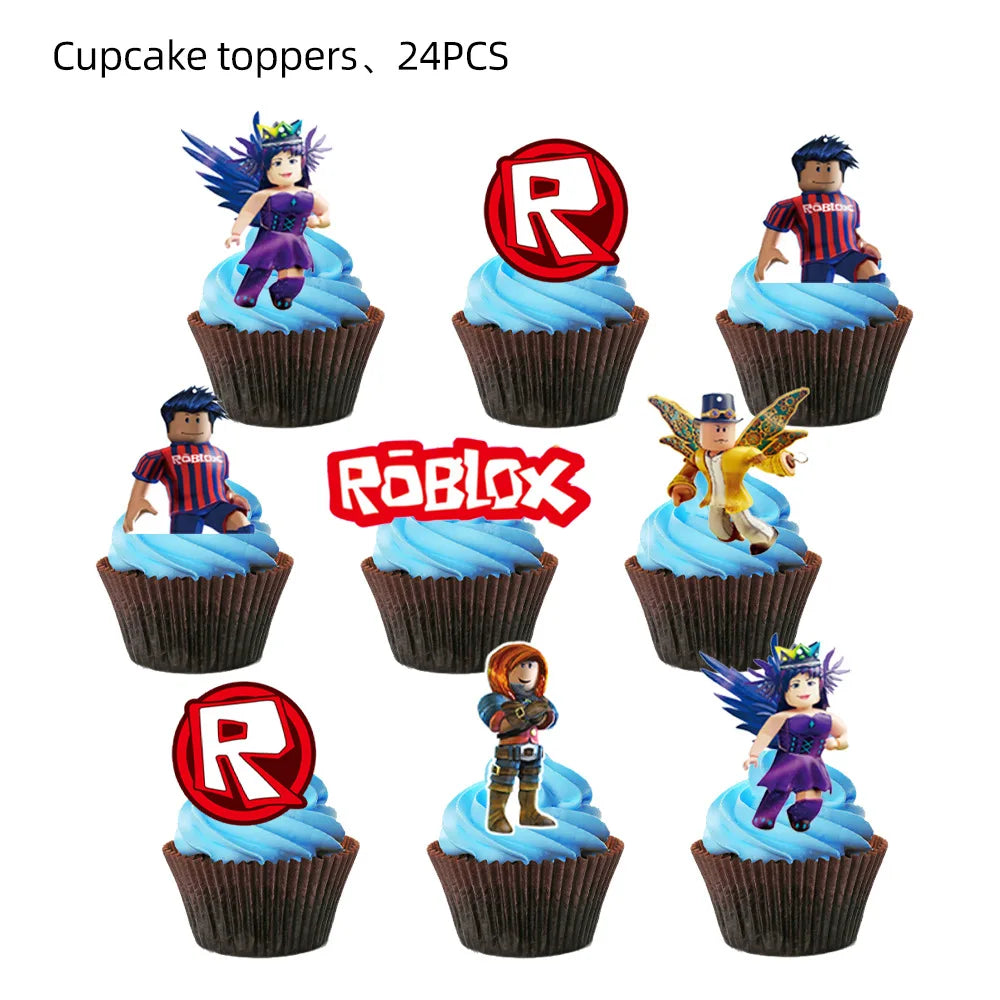 Roblox Boy Kids Set Birthday Party Decorations Tableware Tablecloth Cup Plate Napkin Bags Baby Shower Roblox Party Favor Kits