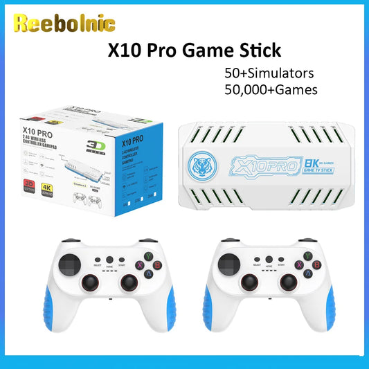 Reebolnic X10 Pro 128G 50000+Game Installed Retro Video Game Console 4K HD 50+Simulators Wireless X10 Pro Orange Game Stick