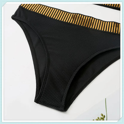 Sexy Bandeau High Waist Bikini 2023 Women Triangle Swimsuit Stitch Detail Swimwear Padded Bathing Suit Female Solid Beachwear