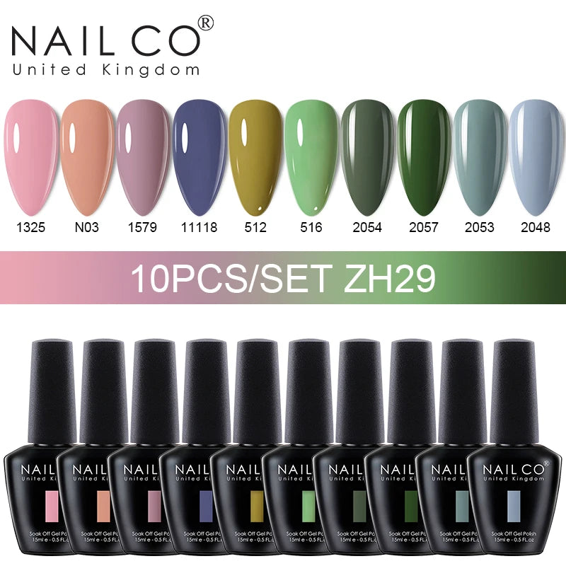 NAILCO 15ml Gel Nail Polish Set 30pcs/Lot Gel Polish Nail Soak Off UV LED Semi-Permanent Varnishes Nail Art Salon Free Shipping