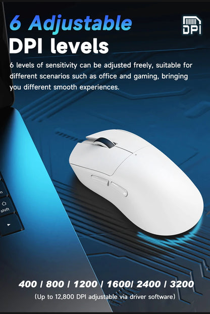AJAZZ NJ08 Tri-Mode Wired/2.4G/Bluetooth Gaming and Office Mouse with RGB Lighting and Lightweight Design