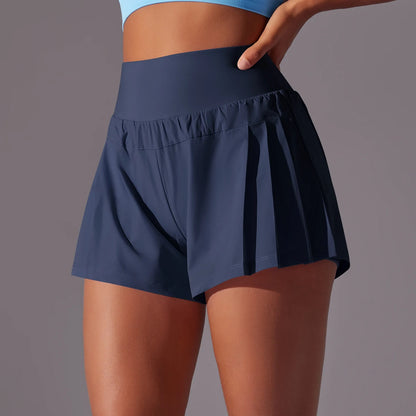 High Waist Breathable Sweat Short Women's Gym Running Short Pant Double Side Anti-Shine Casual Athletic Fitness Shorts