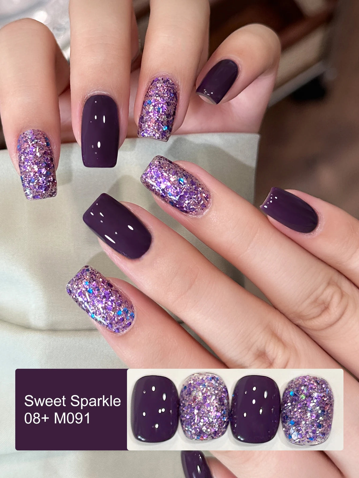 2/16pcs Nail Art Candy Sequins Solid Color Nail Polish Gel Set, Color Sequins with Solid Color Shiny Gloss Nail Art DIY