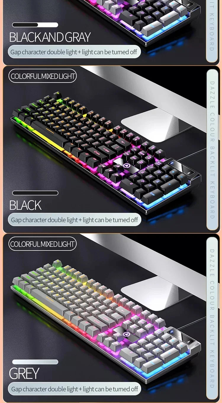 K500 Pink Keyboard Mixed Color White Pink Keycaps 104 Keys Wired Gaming Keyboard for Laptop PC