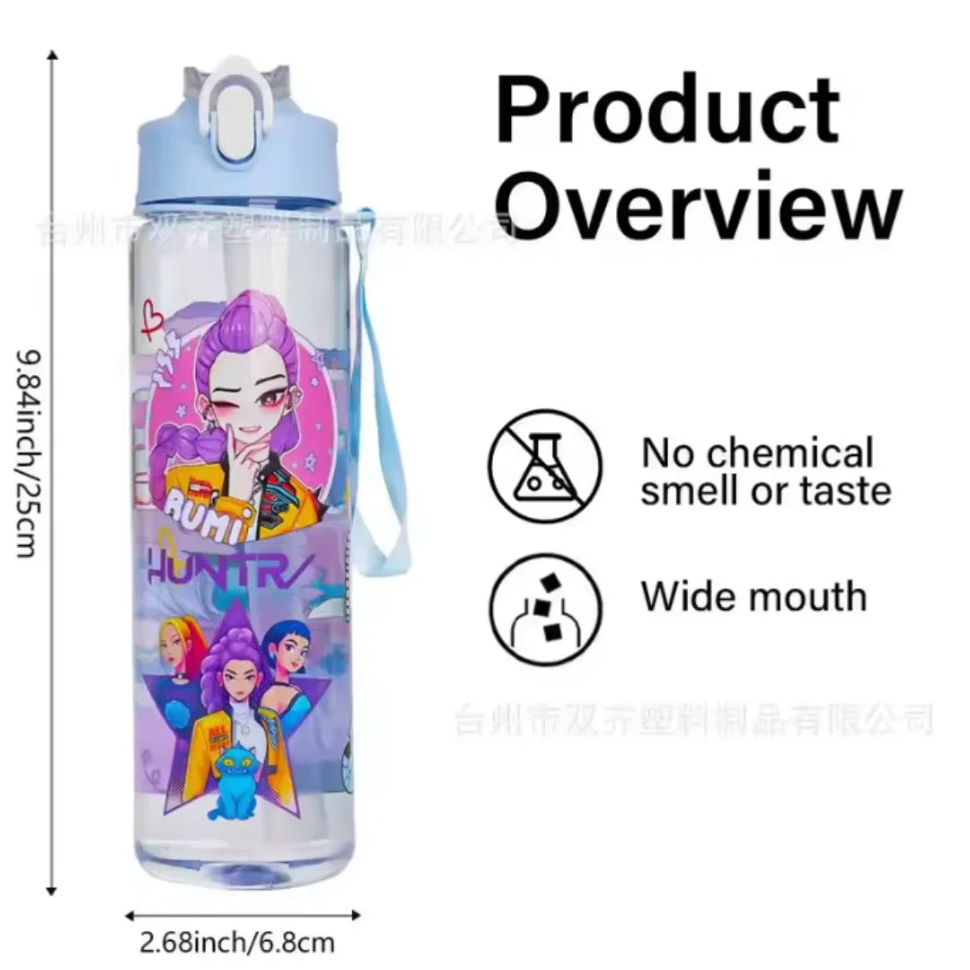 KPop Demon Hunters Gradient Water Bottles 750ml High-capacity Drinking Straw Cup Portable Girl Outdoor Bottles Office School