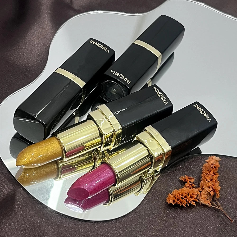 10  Colors Glitter Lipstick Waterproof Long Lasting Diamond Pearlescent Metallic Lipstick Lipgloss Women Lips Makeup Cosmetic