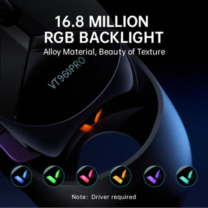 Rapoo VT960PRO Wired/ Wireless Gaming Mouse PAW3395 Sensor 26000 DPI OLED Display 9 Programmable Buttons On-Board Memory Black