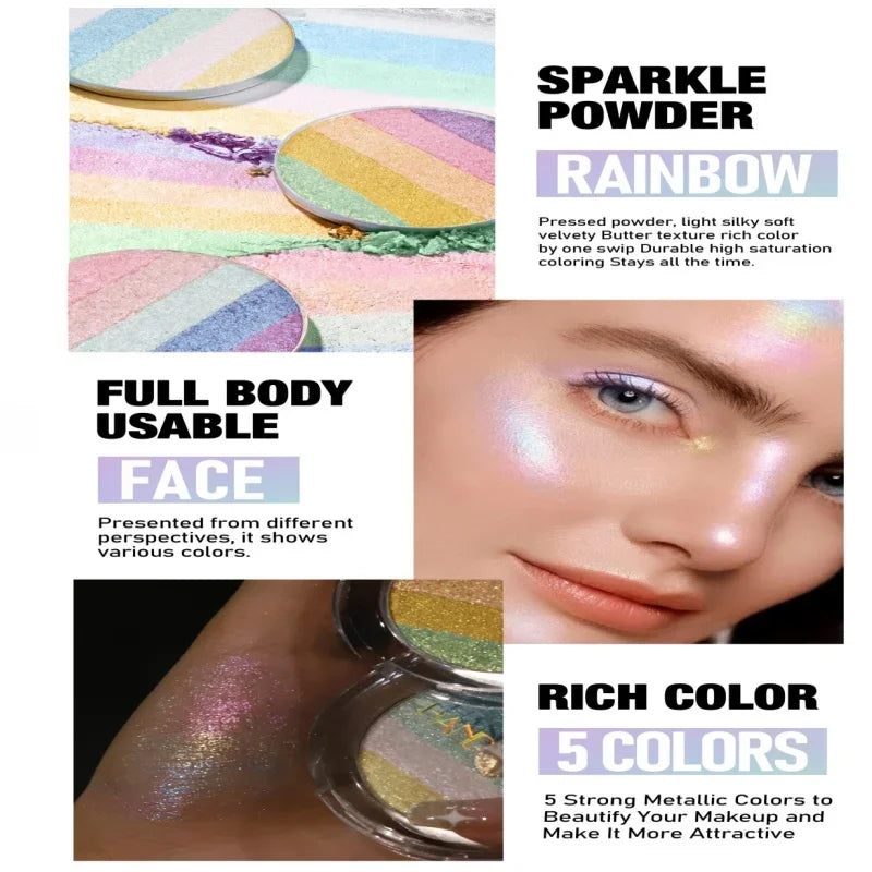 Multipurpose Pressed Powder Eyeshadow Palette Waterproof Long Lasting Highly Pigmented Rainbow Highlighter Chameleon Makeup