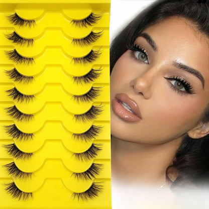 10 Pairs Elegant Faux False Eyelashes, Wispy Cat Eye Design for Natural Fluffiness - Perfect for Everyday Glam