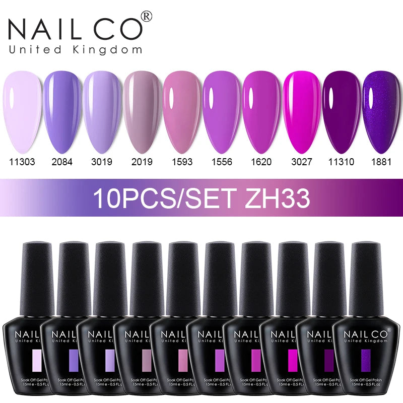 NAILCO 15ml Gel Nail Polish Set 30pcs/Lot Gel Polish Nail Soak Off UV LED Semi-Permanent Varnishes Nail Art Salon Free Shipping