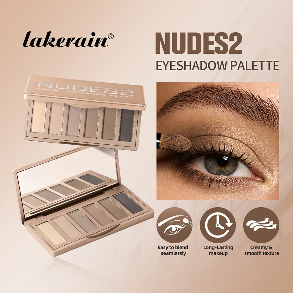 Lakerain Eyeshadow Palette Long-Lasting Eye Makeup Rich Pigment Neutral Shades Blendable Color Matte Nudes Eyeshadow Palette