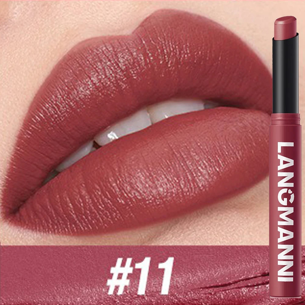 12 Color Matte Lipstick Pencil Waterproof Long Lasting Non-Stick Cup Lip Stain Tint Cosmetic Nude Lipstick Pen Makeup Maquillage