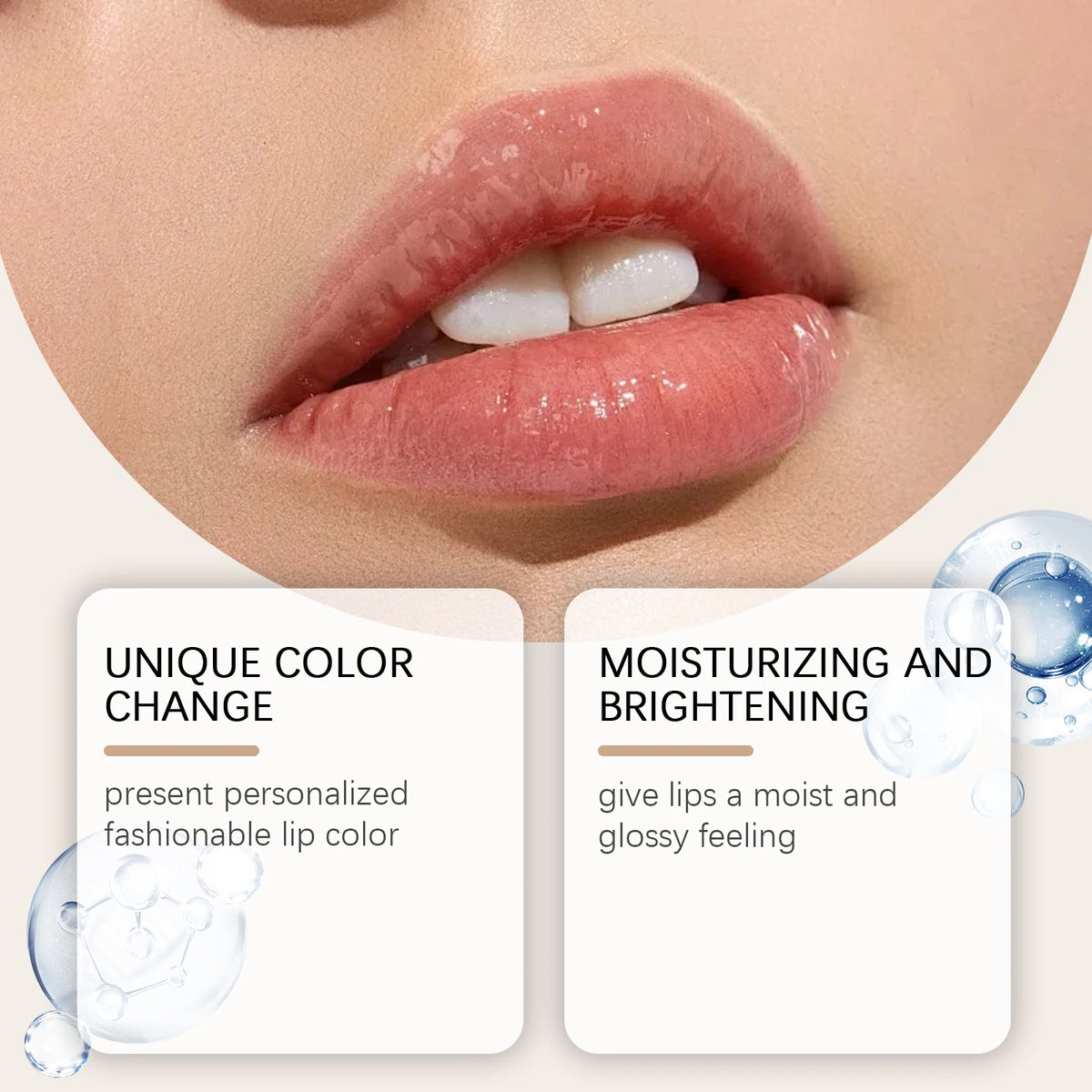 Gold Foil Color Changing Lip Balm Glossy Non-Sticky Nourishing Moisturizing Lasting Transferproof Color Changing Lipstick