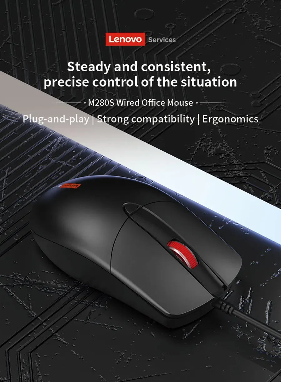 Lenovo Classic Wired Ergonomic Design High Sensitivity Durable USB Optical Gaming Mouse Business Home Pc Laptop Mouse