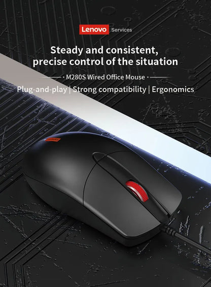 Lenovo Classic Wired Ergonomic Design High Sensitivity Durable USB Optical Gaming Mouse Business Home Pc Laptop Mouse