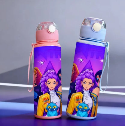 Kids' K-Pop Demon Hunters Portable Water Bottle: 3D Printed Leak-Proof Drinkware