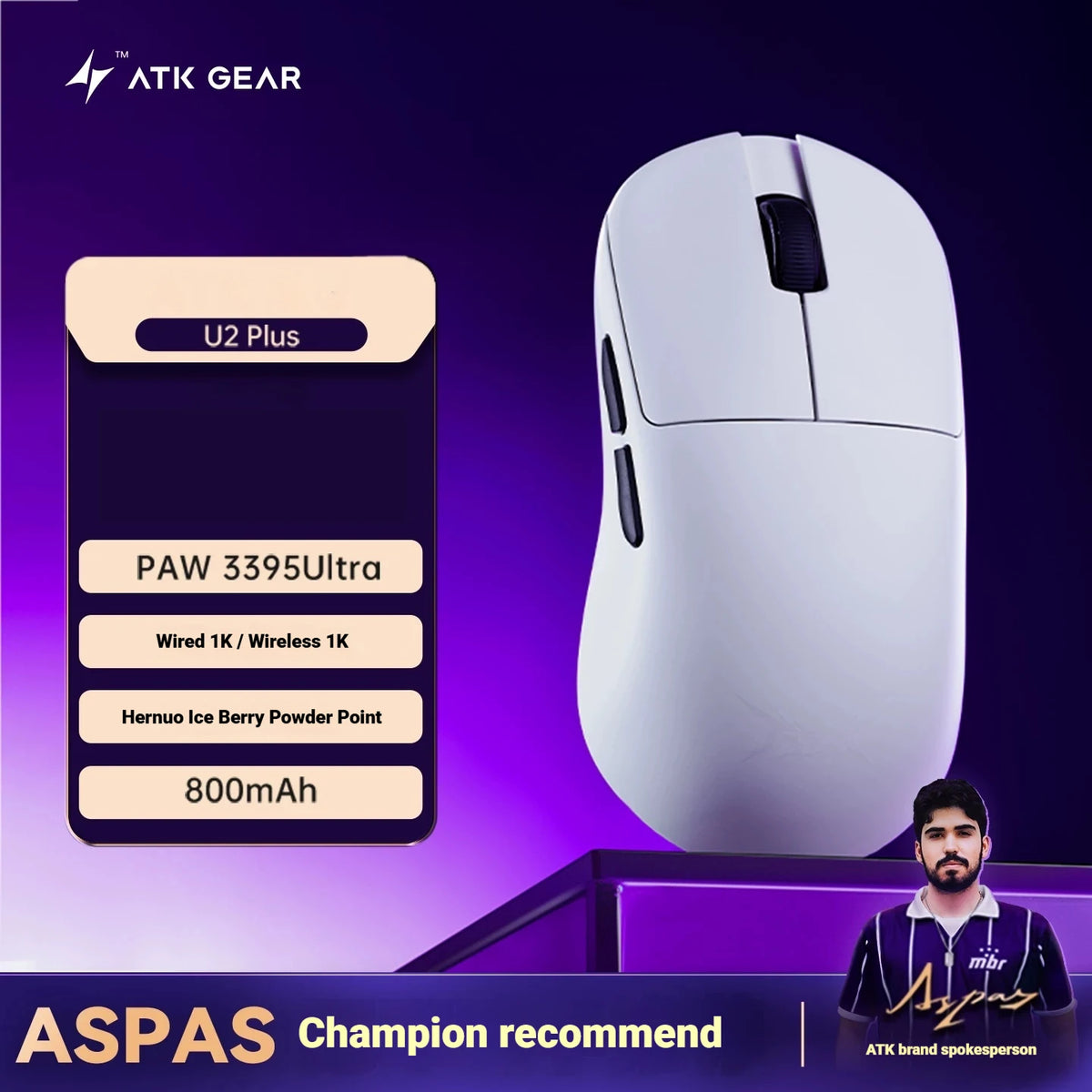 NEW ATK U2/V2 PAW3950 8K Wireless Gaming Mouse 3mode Double 39g Lightweight E-Sport Mouse Custom Accessory Computer Office Work