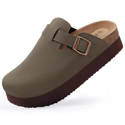 Crestar Cork Suede Mules Slippers For Women Fashion Men Clogs Shoes Classic Cork Antislip Outdoor Slippers With Arch Support