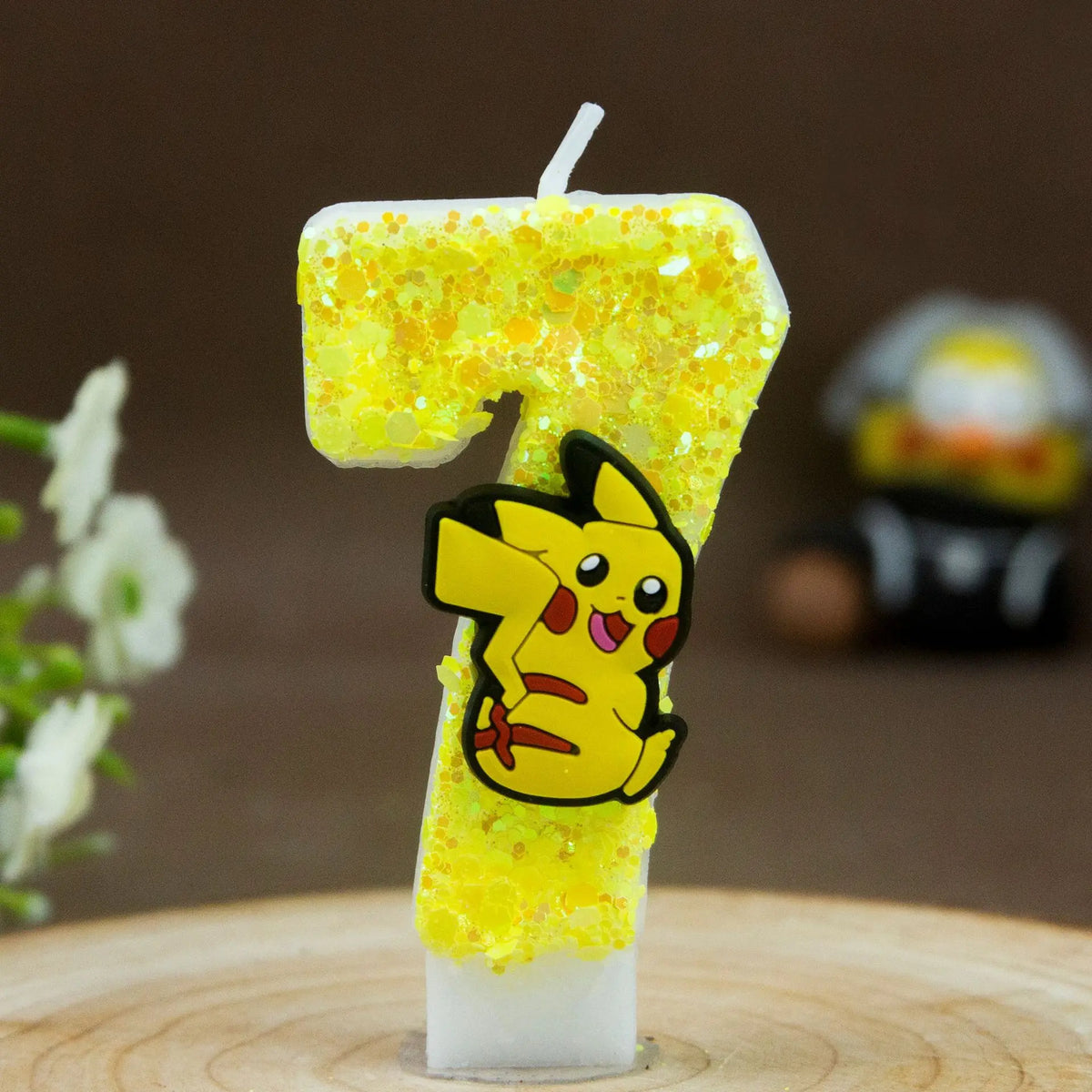 Birthday candle yellow Pikachu party cake decoration plug-in digital candle 0-9