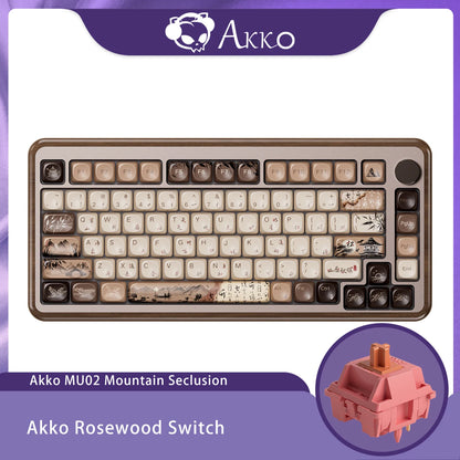 Akko MU02 75% Mountain Seclusion Wooden Mechanical Keyboard RGB Hot-swappable BT5.0/2.4G Wireless & Type-C Wired Gaming Keyboard