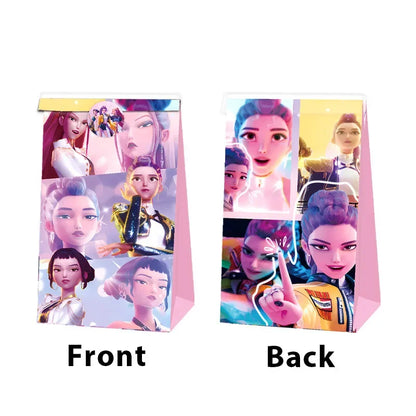 Hunters K-Pop Idol Party Favor Bags: 12-Piece Sealable Gift Bag Set with Stickers