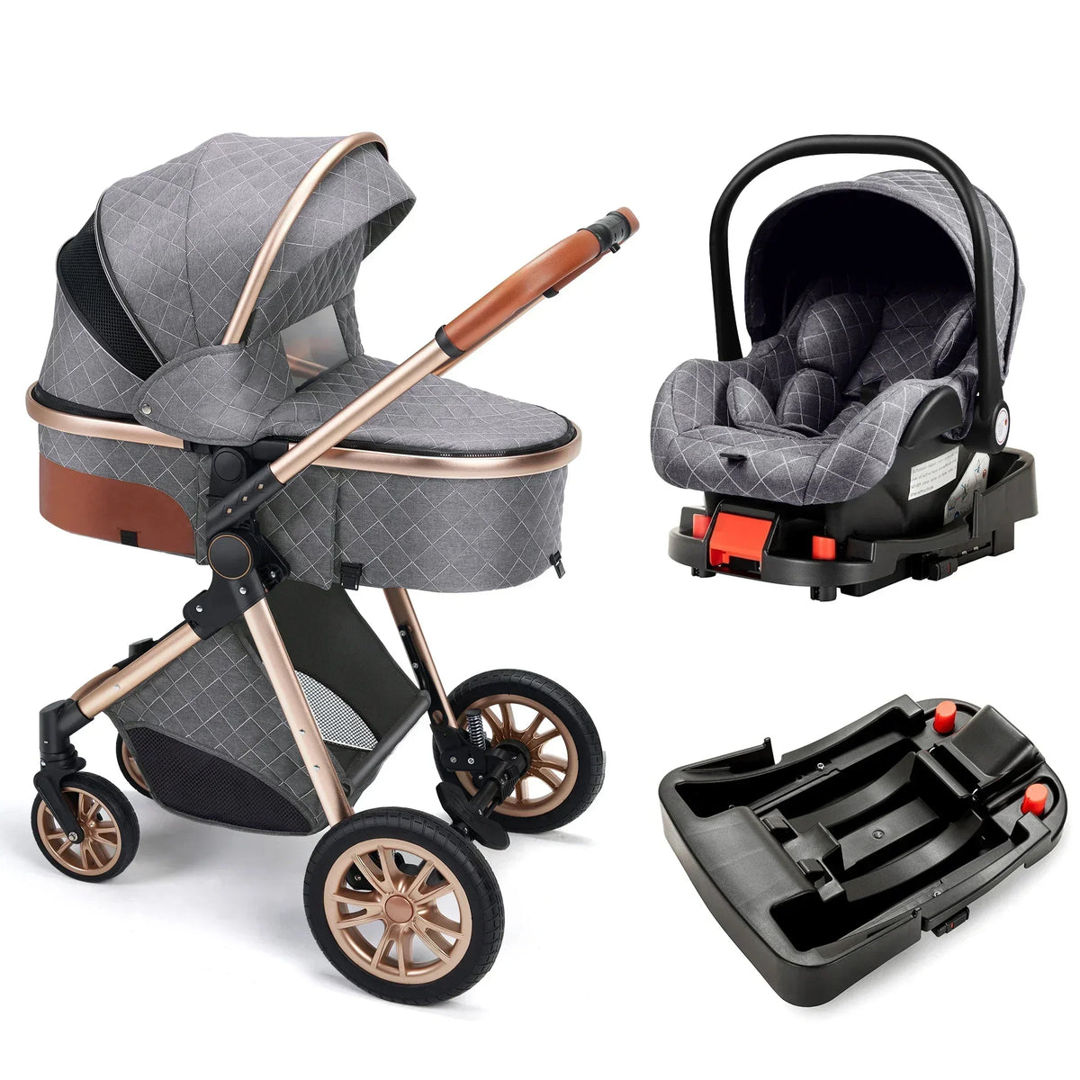 3in1 High Landscape Baby Stroller with car seat Newborns Infant Portable Baby Carriage ISOfix Base Multi functional strollers