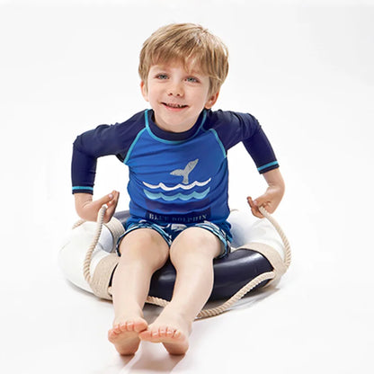 Kids' Long Sleeve Swimsuit Set: 2-Piece Rash Guard & Shorts for Toddlers and Children