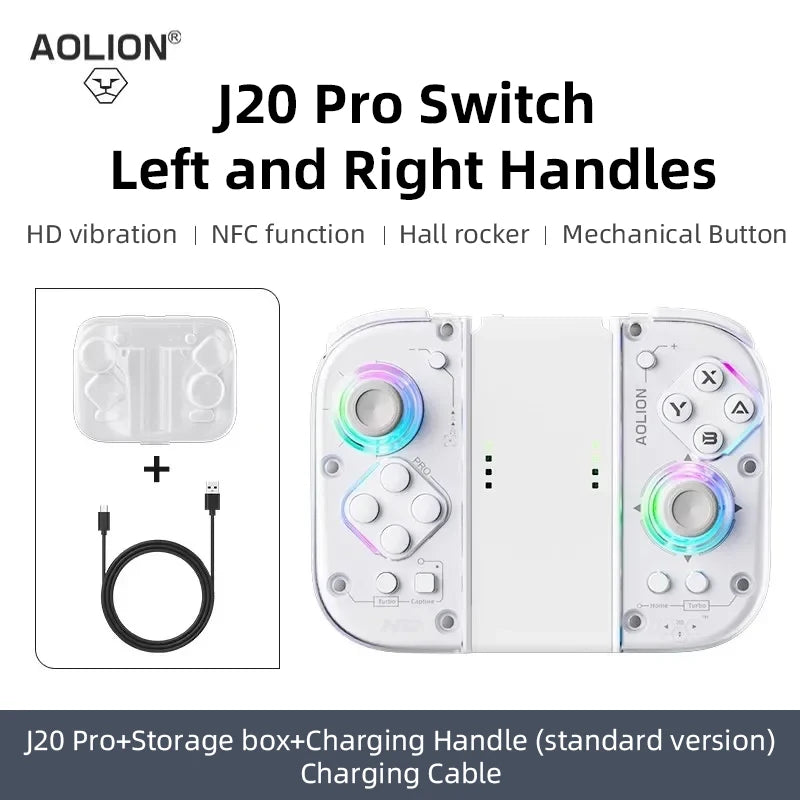 Aolion J20 Knight Wireless Gamepad with Left And Right Switch Hall Joystick Motion Sensing Custom For NS Joycon Game Accessories