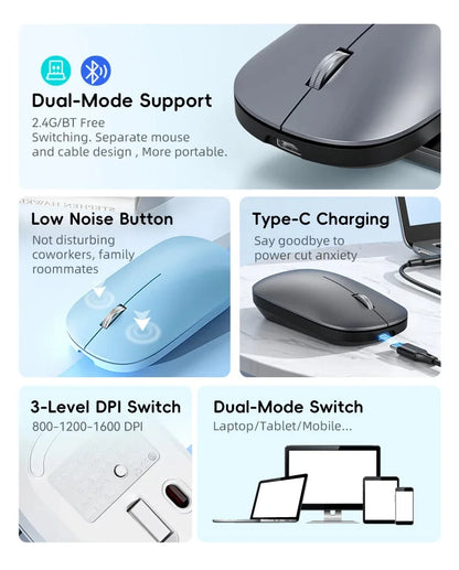 Lenovo Wireless Bluetooth Mouse 2.4G Dual Mode Type-C Charging Silent Ergonomic Portable Laptop Office Gaming Universal Mouse