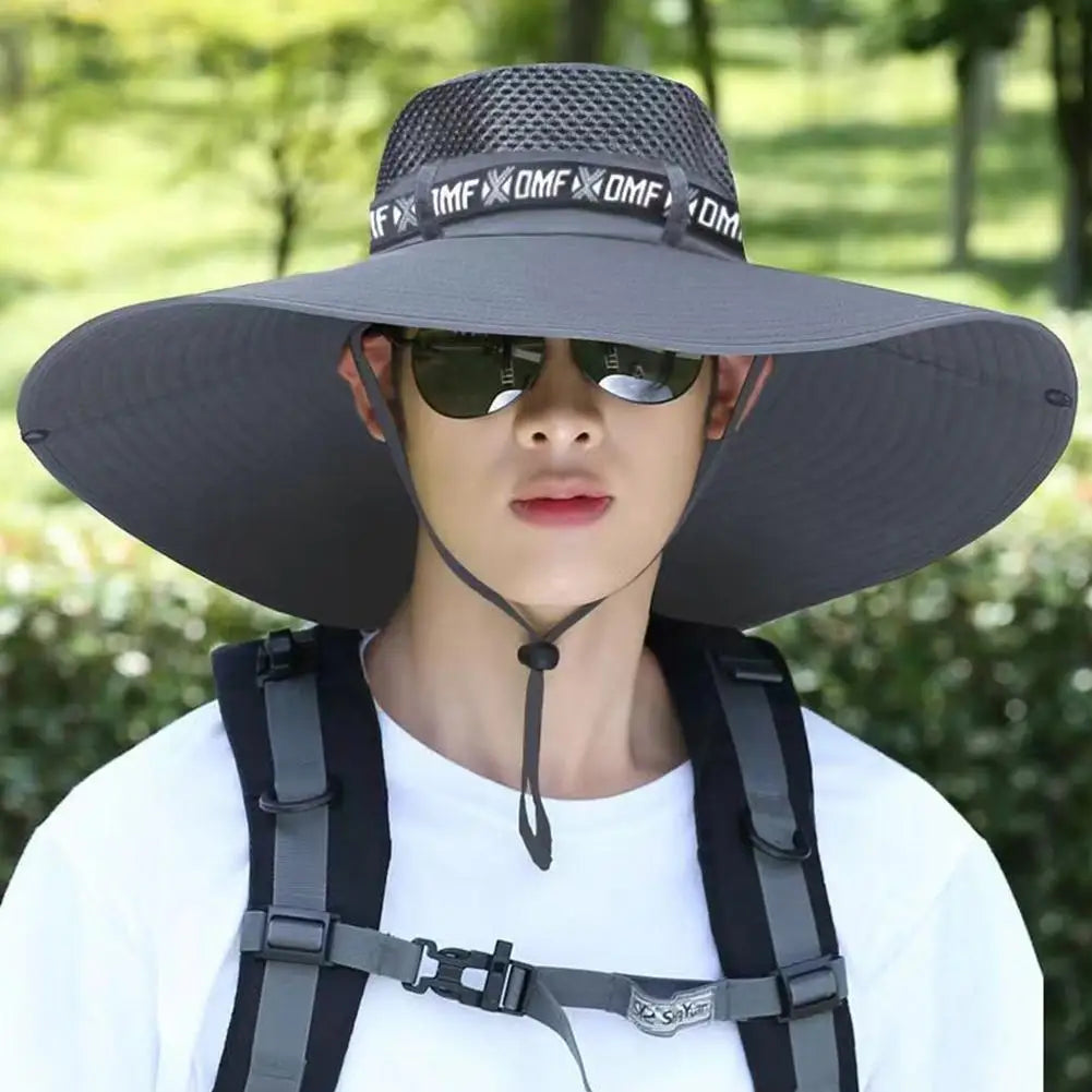 Summer Large Sun Hat Men Women Breathable Fishing Caps Sun UV Protection Mesh Fisherman Hat Hiking Outdoor Beach Cap