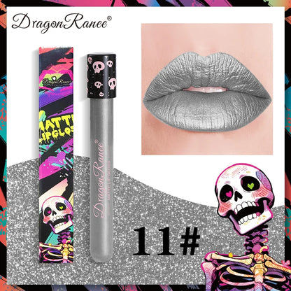 12 Color Halloween Lip Gloss Makeup Black Green Purple Lipstick Christmas Tint Moisturizer Waterproof Matte Lipstick Lip Pigment