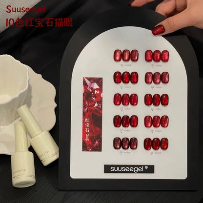 SUUSEEGEL 2025 Autumn Winter Collection 10 Colors Brown Moonlight Cat Eye Gel Set HEMA-free TPO-free Non-toxic Uv Gel Wholesale