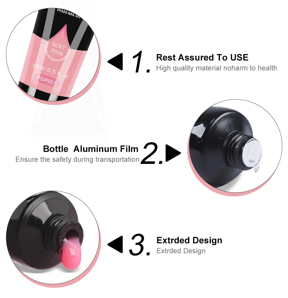 LIMEGIRL15ml Nail Gel Kit for Quick Expansion Nail Art Polymer Gel Nail Tool Finger Expansion Acrylic Gel Polisher Nail Art Set