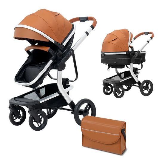 Baby Stroller High-Land scape Baby Carriage Adjust Position for Infant Toddler Portable Folding Pram Reversibale Stroller 2in1