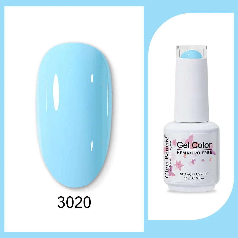 Clou Beaute 15ml Red Black White Green Neon Gel Nail Polish Base Top Coat Velvet Top 400 Colors Semi Permanent Gel Nail Varnish