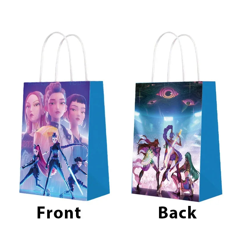 Hunters K-Pop Idol Party Favor Bags: 12-Piece Sealable Gift Bag Set with Stickers