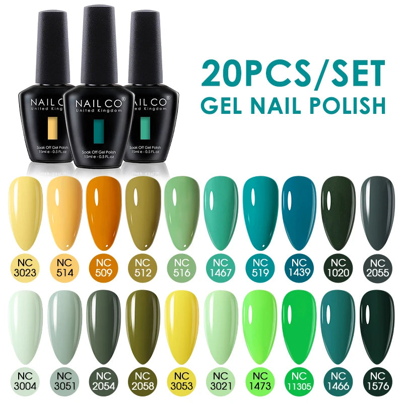 NAILCO 15ml Gel Nail Polish Set 30pcs/Lot Gel Polish Nail Soak Off UV LED Semi-Permanent Varnishes Nail Art Salon Free Shipping